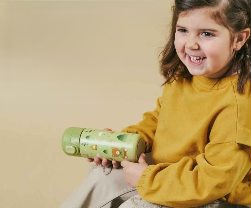 Nerezová detská fľaša Miniland Steel Junior Explorer Medvede